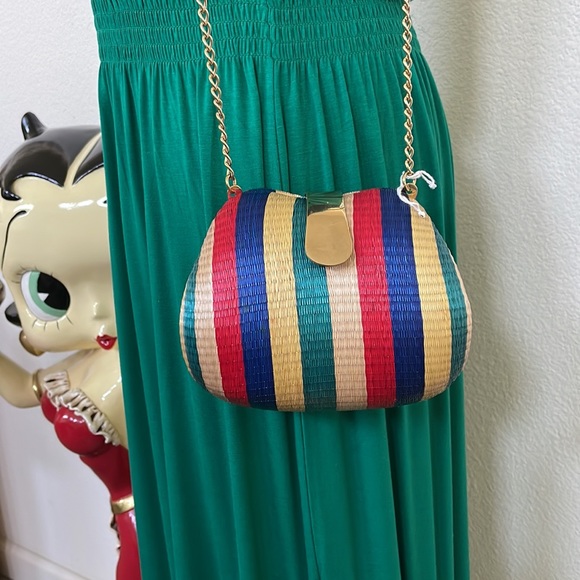 Bamboo Wicker Mini Clutch Shoulder Bag - Picture 3 of 8